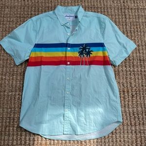 Chubbies Sunsetter Rainbow Short Sleeve Button Up Shirt size L Large